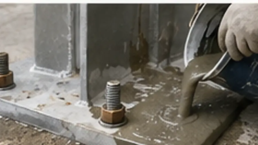 Non-shrink structural grout around a steel base plate