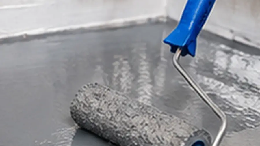 Waterproof coating applied to a concrete surface